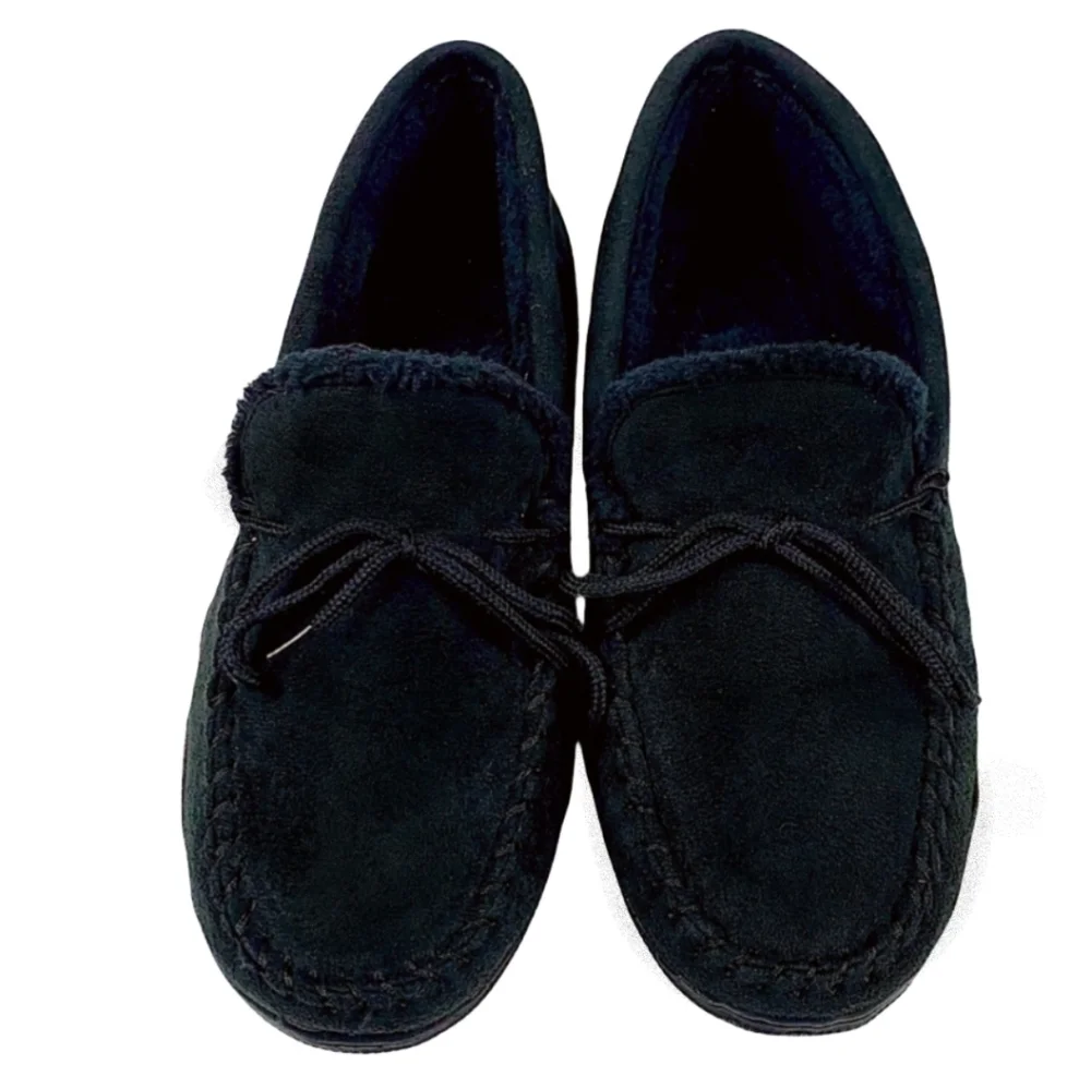 Travelers Mens Black Faux Suede Moccasin Loafers Size 11 M